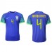 Günstige Brasilien Marquinhos #4 Auswärts Fussballtrikot WM 2022 Kurzarm